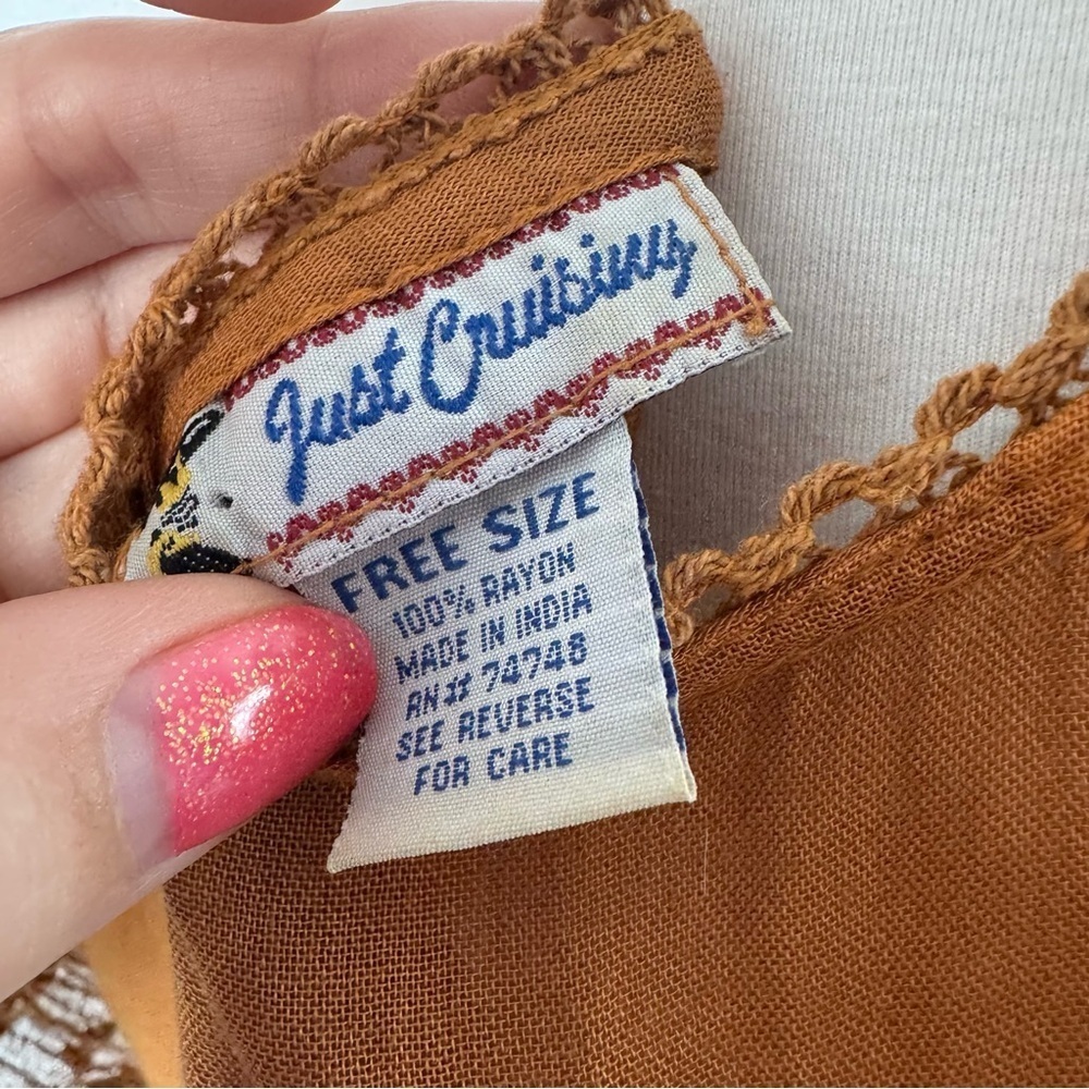 Bohemian vintage Brown Tie-Dye Women's Top ombré fairycore woodland natural OS - Picture 8 of 8